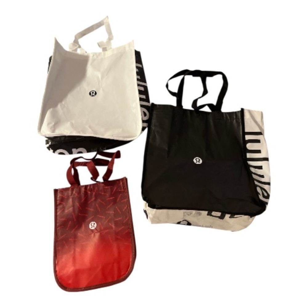 lululemon athletica Black, White, and Red Tote Trio